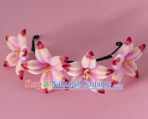 China Handmade Hanfu Velvet Flowers Hair Stick Traditional Ancient Palace Lady Hairpin