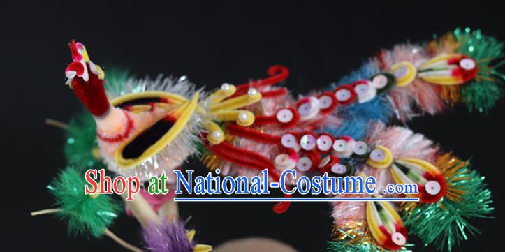 China Traditional Ancient Hanfu Colorful Phoenix Hair Stick Handmade Velvet Hairpin