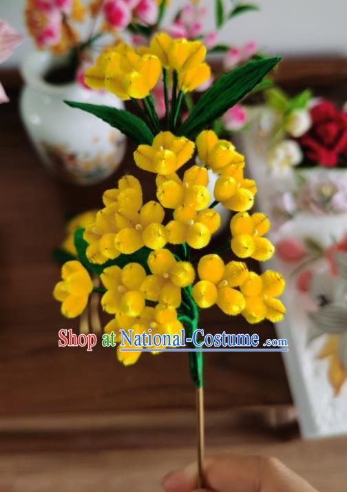 Handmade China Traditional Ancient Hanfu Yellow Flowers Hairpin Velvet Osmanthus Hair Accessories