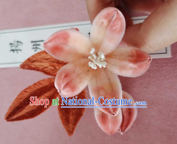 China Classical Hanfu Hair Stick Traditional Ancient Court Lady Velvet Flowers Hairpin