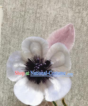 China Ancient Palace Velvet Plum Hairpin Traditional Hanfu Hair Accessories Handmade Hair Stick