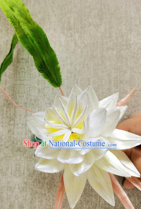 China Classical White Epiphyllum Hair Stick Handmade Hair Accessories Traditional Cheongsam Flower Hairpin