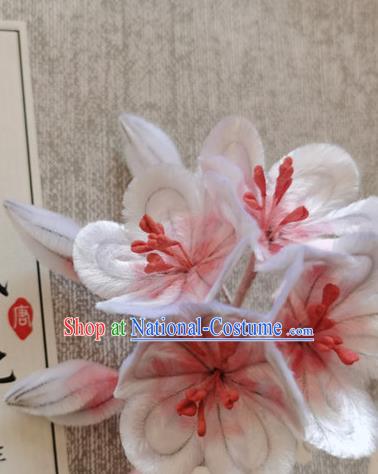 China Classical Plum Blossom Hair Stick Traditional Ancient Princess Velvet Flowers Hairpin