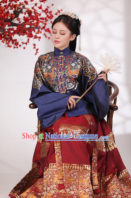 China Ancient Noble Lady Costumes Traditional Ming Dynasty Young Mistress Historical Clothing