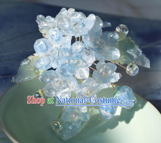 China Classical Hanfu Flowers Hairpin Traditional Blue Hydrangea Hair Stick