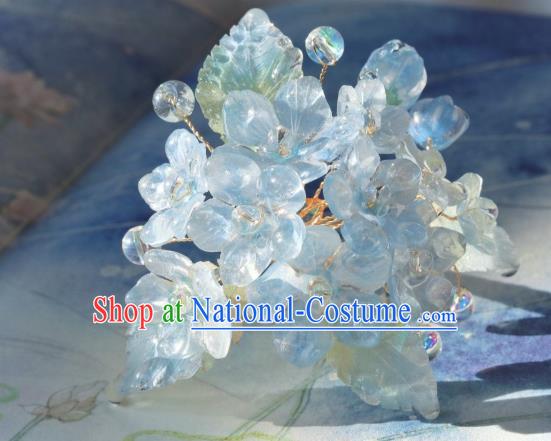 China Classical Hanfu Flowers Hairpin Traditional Blue Hydrangea Hair Stick