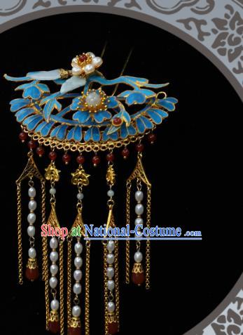 China Classical Court Lady Hairpin Traditional Qing Dynasty Empress Pearls Tassel Hair Stick