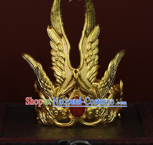 China Ancient Prince Agate Hair Accessories Traditional Tang Dynasty Emperor Golden Hairdo Crown