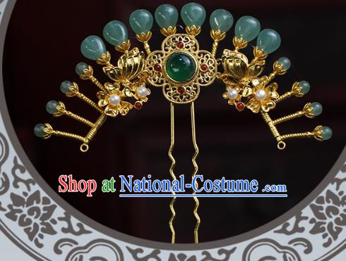 China Ancient Empress Golden Butterfly Hairpin Traditional Ming Dynasty Court Queen Hair Stick