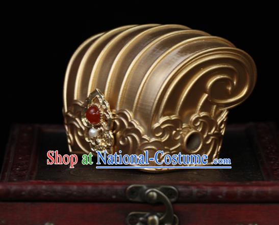 China Traditional Song Dynasty Emperor Golden Hairdo Crown Ancient Prince Hair Accessories