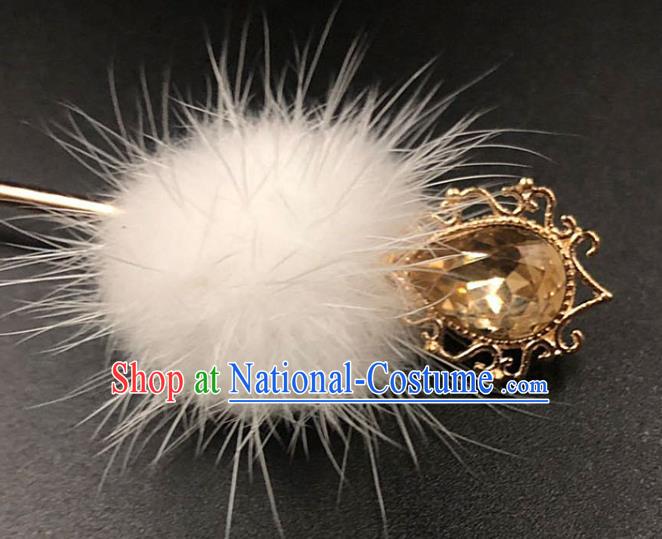 China Traditional Yellow Crystal Hair Accessories Ancient Hanfu Hairpin Ming Dynasty Princess Hair Stick