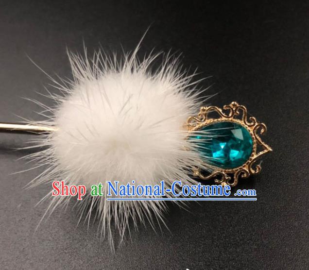 China Ancient Hanfu Hairpin Ming Dynasty Princess Hair Stick Traditional Green Crystal Hair Accessories