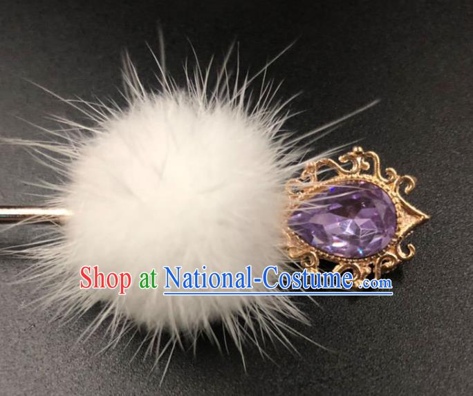 China Ancient Ming Dynasty Princess Hair Stick Traditional Hanfu Purple Crystal Hairpin Hair Accessories