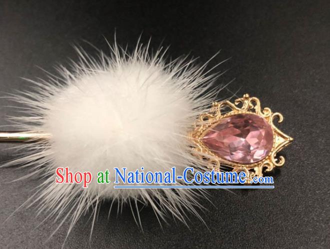 China Traditional Hanfu Venonat Hairpin Ancient Princess Pink Crystal Hair Stick Ming Dynasty Hair Accessories