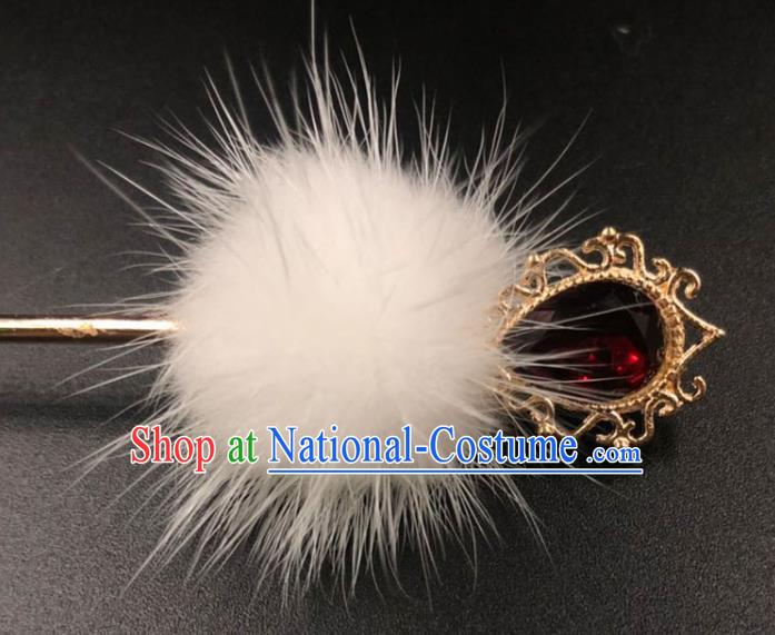 China Traditional Hanfu Venonat Hairpin Ancient Princess Red Crystal Hair Stick Ming Dynasty Hair Accessories