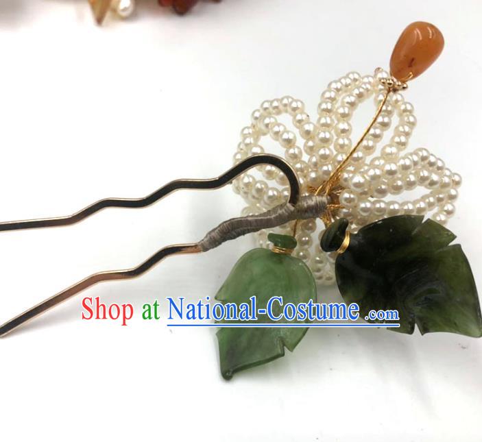 China Traditional Hanfu Ceregat Hair Accessories Ming Dynasty Hairpin Ancient Princess Beads Lotus Hair Stick