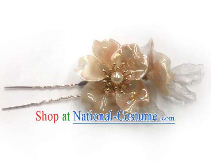 China Ming Dynasty Champagne Flowers Hairpin Traditional Hanfu Hair Accessories Ancient Princess Hair Stick