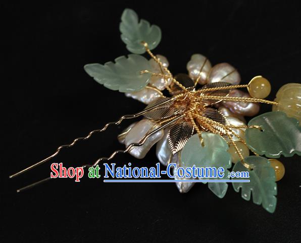 China Ancient Princess Pearls Hairpin Traditional Ming Dynasty Ceregat Hair Stick