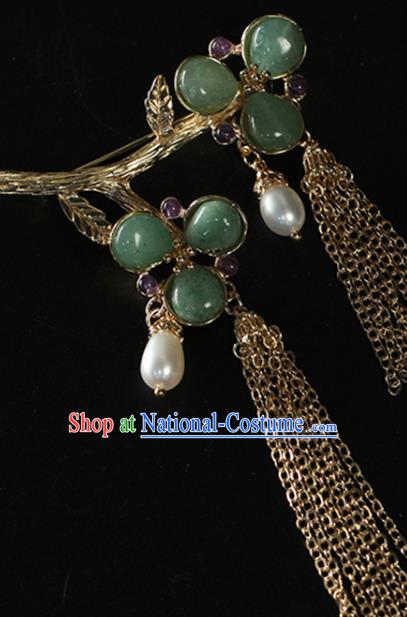 Chinese Traditional Jade Plum Brooch Classical Cheongsam Jewelry Accessories