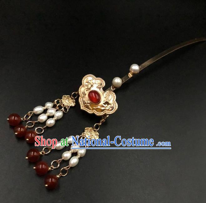 China Ming Dynasty Empress Hair Stick Ancient Queen Golden Hairpin Traditional Hanfu Hair Accessories