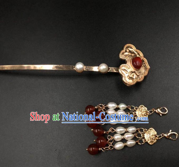 China Ming Dynasty Empress Hair Stick Ancient Queen Golden Hairpin Traditional Hanfu Hair Accessories