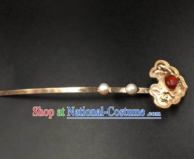 China Ming Dynasty Empress Hair Stick Ancient Queen Golden Hairpin Traditional Hanfu Hair Accessories