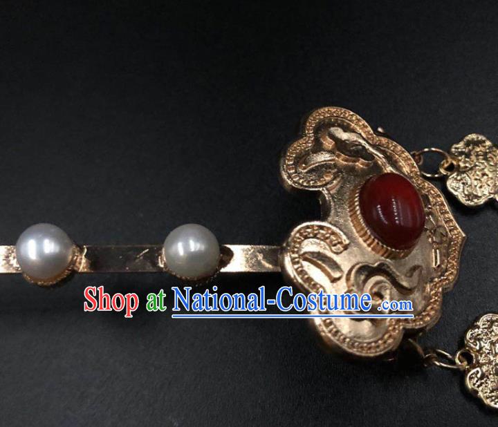 China Ming Dynasty Empress Hair Stick Ancient Queen Golden Hairpin Traditional Hanfu Hair Accessories