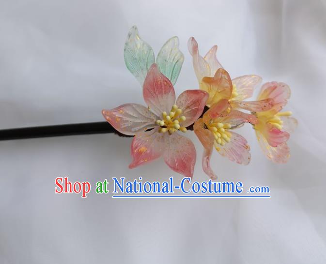 China Ming Dynasty Wood Hairpin Traditional Hanfu Hair Accessories Ancient Princess Epiphyllum Hair Stick