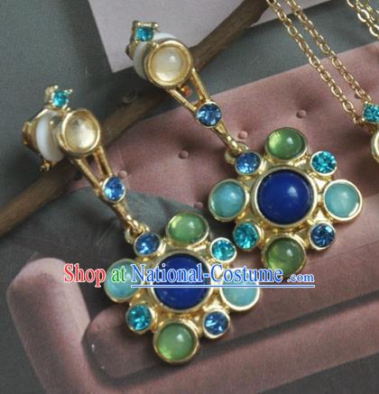 Chinese Classical Cheongsam Chrysoprase Ear Accessories Traditional Court Lapis Earrings