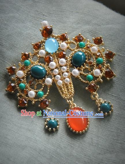 China Classical Cheongsam Gems Brooch Traditional Pearls Jewelry Accessories