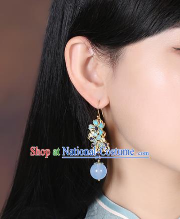 Chinese Classical Blueing Ear Accessories Traditional Cheongsam Sakura Earrings