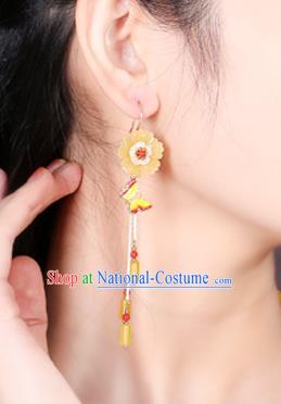 Chinese Classical Enamel Butterfly Ear Accessories Traditional Cheongsam Sakura Earrings