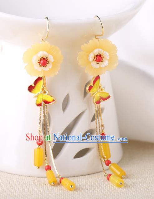 Chinese Classical Enamel Butterfly Ear Accessories Traditional Cheongsam Sakura Earrings