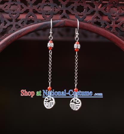 Chinese Classical Long Tassel Ear Accessories Traditional Cheongsam Silver Earrings