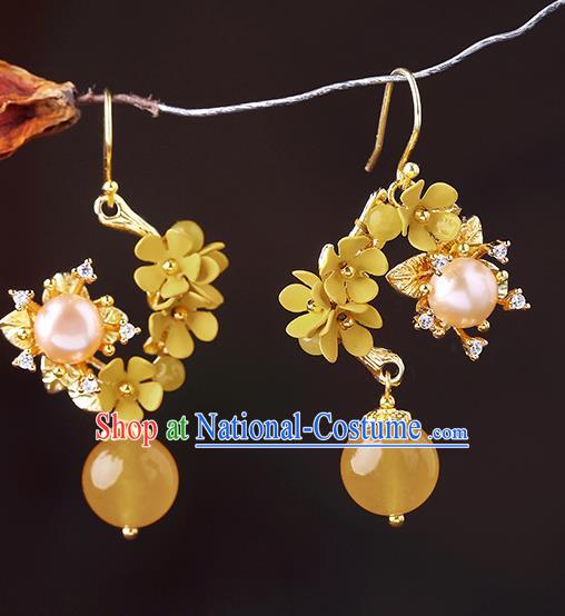 Chinese Classical Pearls Ear Accessories Traditional Cheongsam Osmanthus Earrings