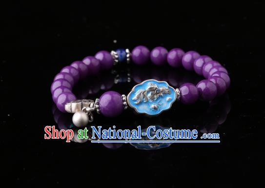 Handmade Chinese Amethyst Bangle Jewelry Traditional National Bracelet