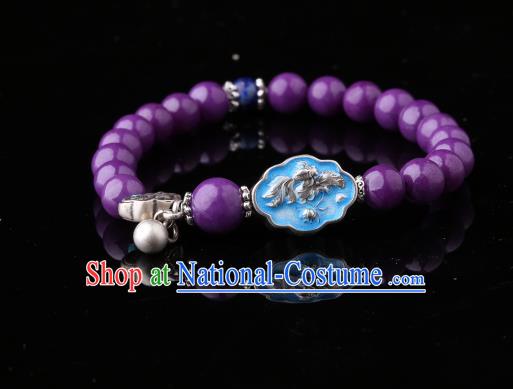 Handmade Chinese Amethyst Bangle Jewelry Traditional National Bracelet