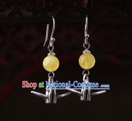 Chinese Classical Ear Accessories Traditional Cheongsam Silver Crane Earrings