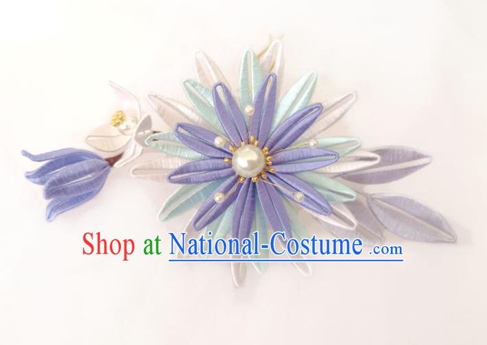 China Ming Dynasty Lilac Silk Epiphyllum Hair Stick Traditional Ancient Princess Flower Hairpin