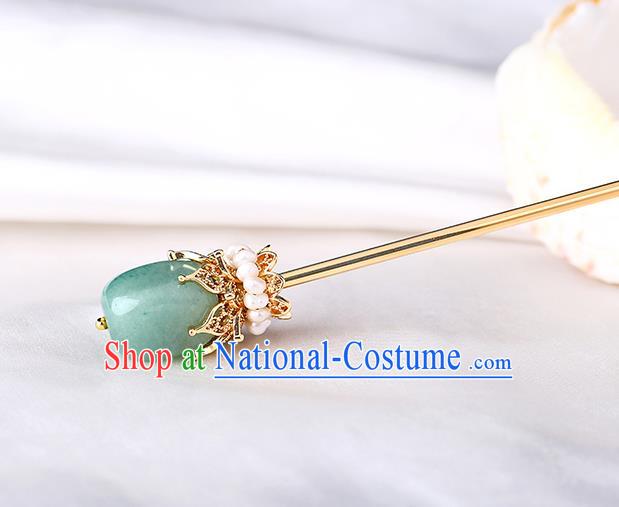 China Classical Hair Stick Traditional Cheongsam Hair Accessories Handmade Aventurine Hairpin