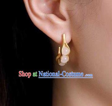 Handmade Chinese Beads Ear Accessories Traditional Cheongsam Golden Peasecod Earrings