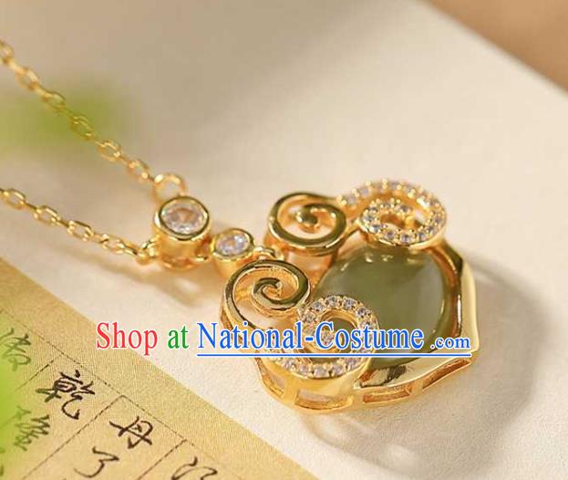 China Classical Cheongsam Accessories Traditional Hetian Jade Necklace