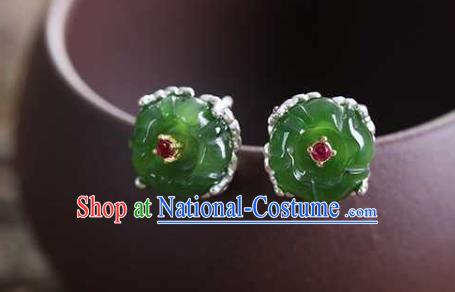 Chinese Traditional Cheongsam Earrings Handmade National Jade Plum Blossom Ear Accessories