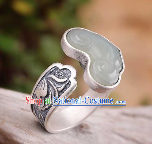 China Classical Cheongsam Jade Ring Accessories Traditional Silver Circlet Jewelry