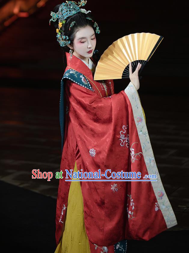 China Ancient Empress Wedding Red Hanfu Dress Traditional Ming Dynasty Court Queen Embroidered Clothing Complete Set