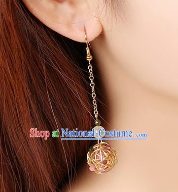 Chinese Classical Ear Accessories Traditional Cheongsam Golden Ball Earrings