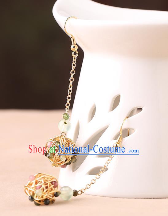 Chinese Classical Ear Accessories Traditional Cheongsam Golden Ball Earrings