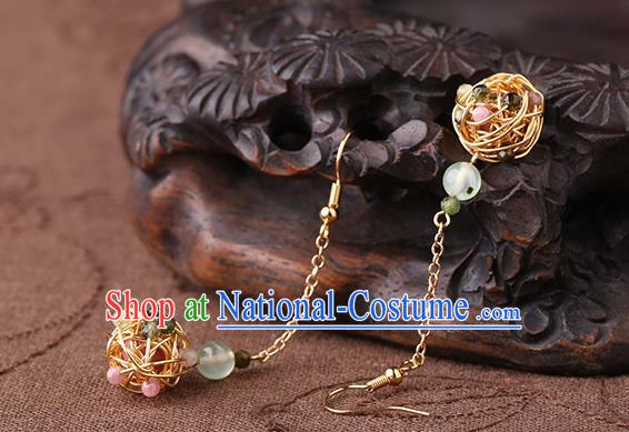 Chinese Classical Ear Accessories Traditional Cheongsam Golden Ball Earrings