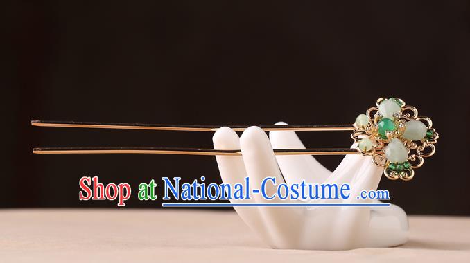 China Classical Hair Stick Traditional Cheongsam Hair Accessories Handmade Golden Hairpin