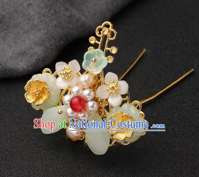 China Traditional Hanfu Flowers Hair Crown Ancient Princess Hair Accessories Golden Hairpin